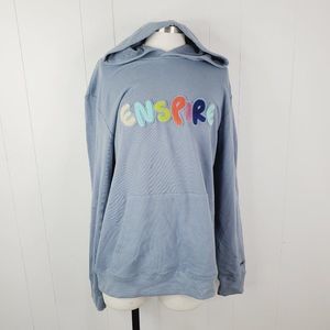 Enspire Streetwear Men's Gray Multicolor Chenille Logo Pullover Hoodie Size XL